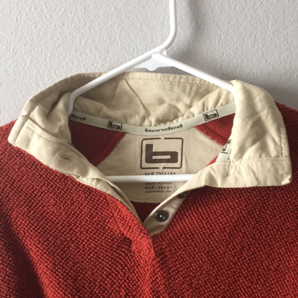 Banded Red-Orange Pullover - Picture 4 of 5
